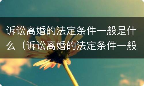 诉讼离婚的法定条件一般是什么（诉讼离婚的法定条件一般是什么呢）