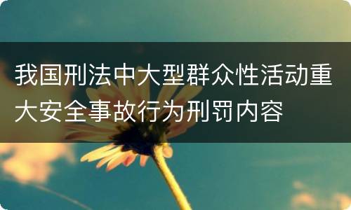 我国刑法中大型群众性活动重大安全事故行为刑罚内容