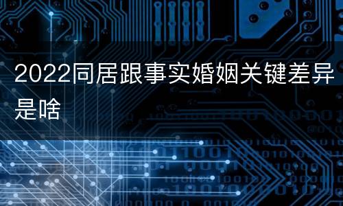 2022同居跟事实婚姻关键差异是啥