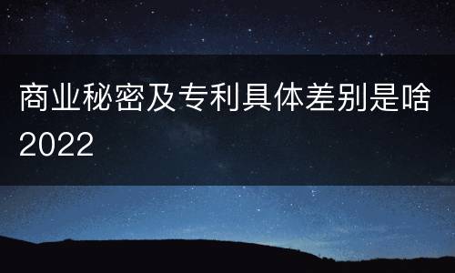 商业秘密及专利具体差别是啥2022