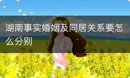 湖南事实婚姻及同居关系要怎么分别