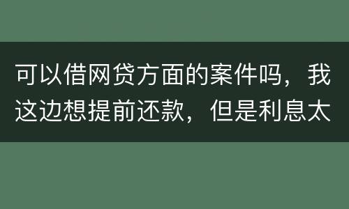 可以借网贷方面的案件吗，我这边想提前还款，但是利息太高