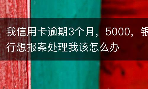 我信用卡逾期3个月，5000，银行想报案处理我该怎么办