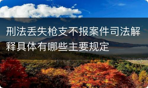 刑法丢失枪支不报案件司法解释具体有哪些主要规定