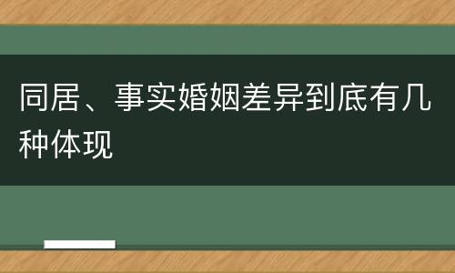 同居、事实婚姻差异到底有几种体现