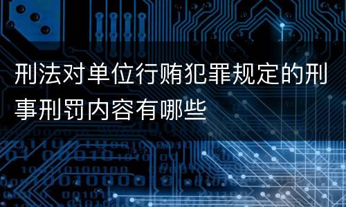刑法对单位行贿犯罪规定的刑事刑罚内容有哪些