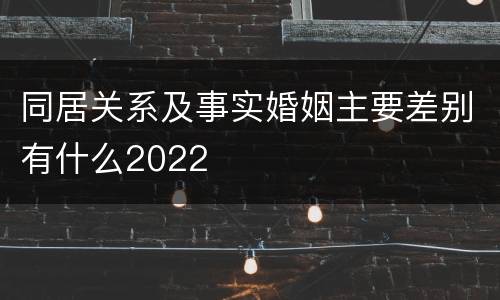 同居关系及事实婚姻主要差别有什么2022