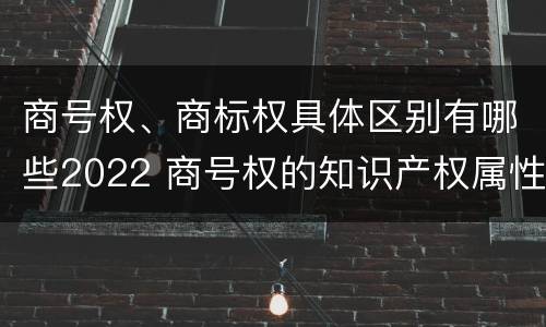 商号权、商标权具体区别有哪些2022 商号权的知识产权属性