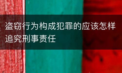 盗窃行为构成犯罪的应该怎样追究刑事责任