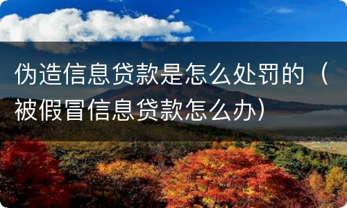 伪造信息贷款是怎么处罚的（被假冒信息贷款怎么办）