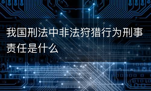 我国刑法中非法狩猎行为刑事责任是什么