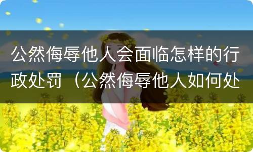 公然侮辱他人会面临怎样的行政处罚（公然侮辱他人如何处罚）