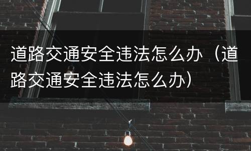 道路交通安全违法怎么办（道路交通安全违法怎么办）
