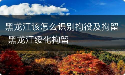 黑龙江该怎么识别拘役及拘留 黑龙江绥化拘留