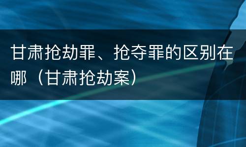 甘肃抢劫罪、抢夺罪的区别在哪（甘肃抢劫案）