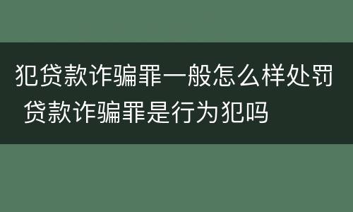 犯贷款诈骗罪一般怎么样处罚 贷款诈骗罪是行为犯吗