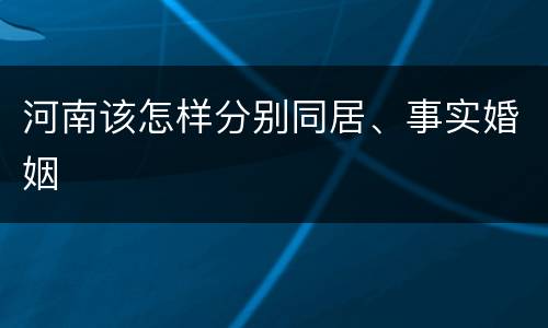 河南该怎样分别同居、事实婚姻