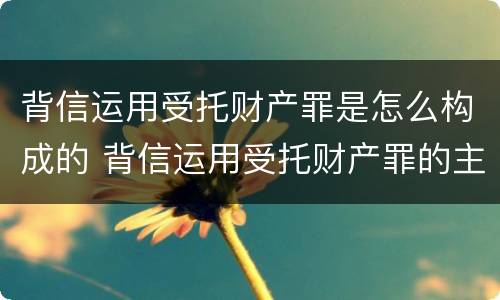 背信运用受托财产罪是怎么构成的 背信运用受托财产罪的主体
