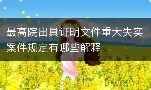 最高院出具证明文件重大失实案件规定有哪些解释