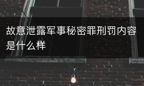 故意泄露军事秘密罪刑罚内容是什么样