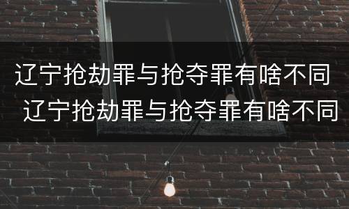 辽宁抢劫罪与抢夺罪有啥不同 辽宁抢劫罪与抢夺罪有啥不同呢
