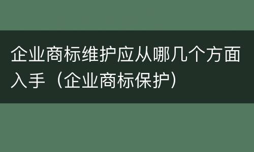 企业商标维护应从哪几个方面入手（企业商标保护）
