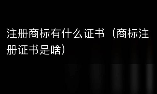 注册商标有什么证书（商标注册证书是啥）