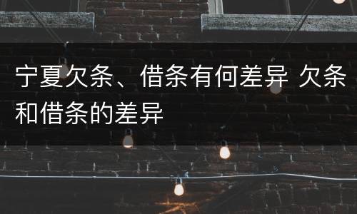 宁夏欠条、借条有何差异 欠条和借条的差异