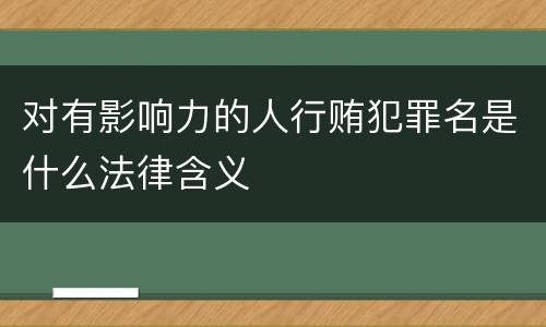 对有影响力的人行贿犯罪名是什么法律含义