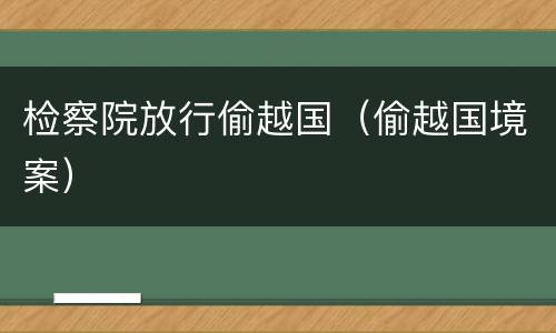 检察院放行偷越国（偷越国境案）