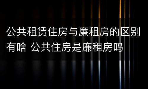 公共租赁住房与廉租房的区别有啥 公共住房是廉租房吗