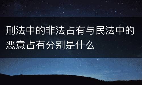 刑法中的非法占有与民法中的恶意占有分别是什么