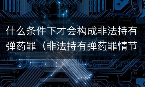 什么条件下才会构成非法持有弹药罪（非法持有弹药罪情节严重）