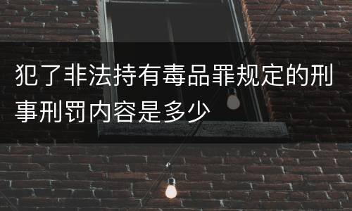 犯了非法持有毒品罪规定的刑事刑罚内容是多少