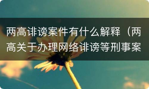 两高诽谤案件有什么解释（两高关于办理网络诽谤等刑事案件司法解释）