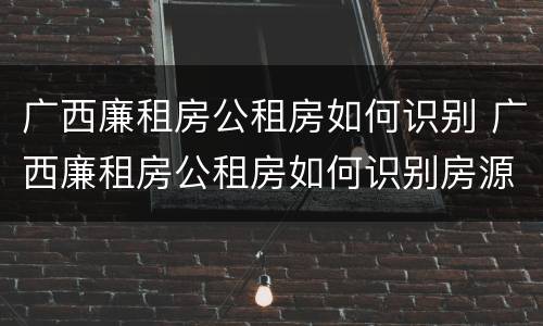 广西廉租房公租房如何识别 广西廉租房公租房如何识别房源