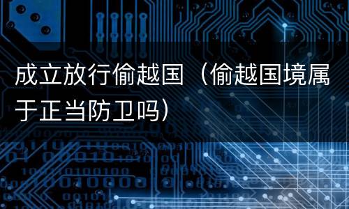 成立放行偷越国（偷越国境属于正当防卫吗）
