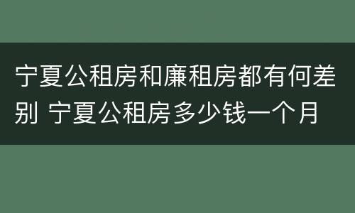 宁夏公租房和廉租房都有何差别 宁夏公租房多少钱一个月