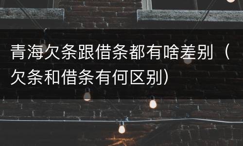 青海欠条跟借条都有啥差别（欠条和借条有何区别）