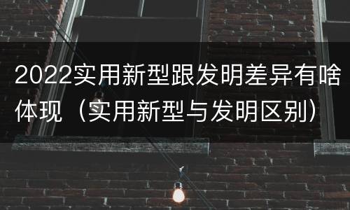 2022实用新型跟发明差异有啥体现（实用新型与发明区别）