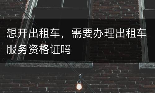 想开出租车，需要办理出租车服务资格证吗