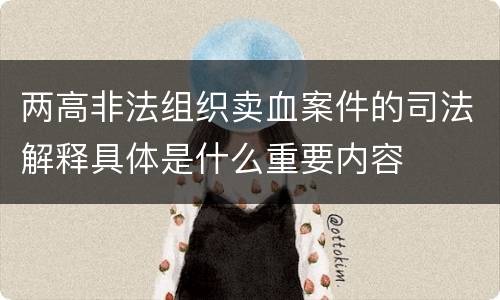 两高非法组织卖血案件的司法解释具体是什么重要内容