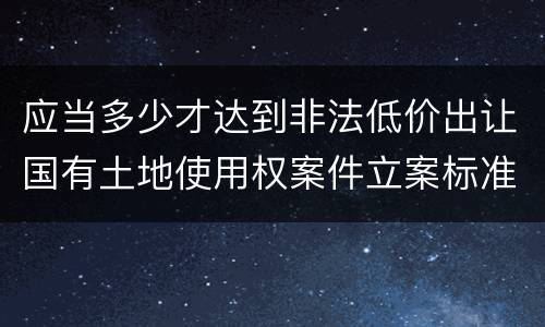 应当多少才达到非法低价出让国有土地使用权案件立案标准