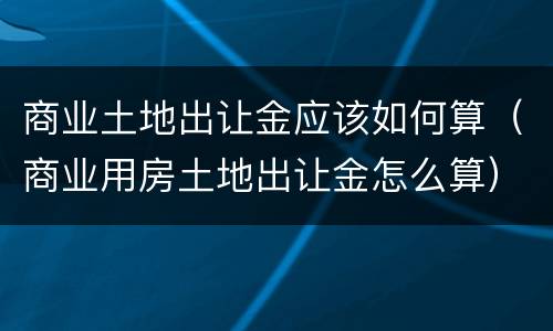 商业土地出让金应该如何算（商业用房土地出让金怎么算）