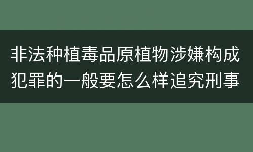 非法种植毒品原植物涉嫌构成犯罪的一般要怎么样追究刑事责任