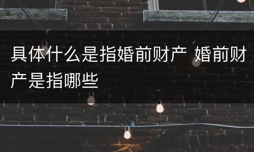 具体什么是指婚前财产 婚前财产是指哪些