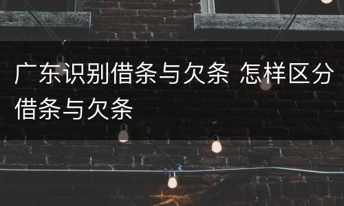 广东识别借条与欠条 怎样区分借条与欠条