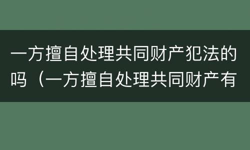 一方擅自处理共同财产犯法的吗（一方擅自处理共同财产有效吗）