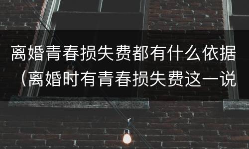 离婚青春损失费都有什么依据（离婚时有青春损失费这一说法吗）