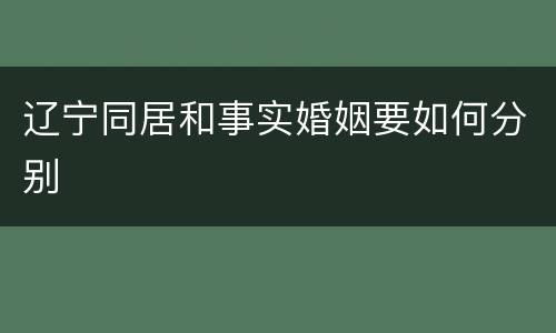 辽宁同居和事实婚姻要如何分别